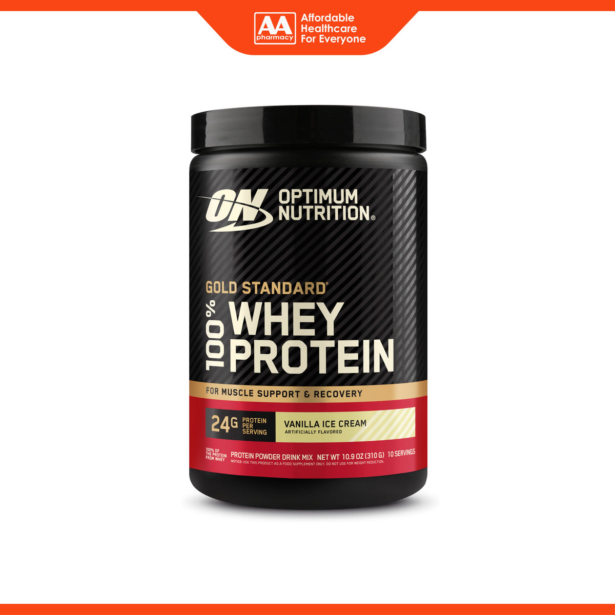 Optimum Nutrition Gold Standard 100% Whey Protein Powder Drink Mix - Vanilla Ice Cream (310g)