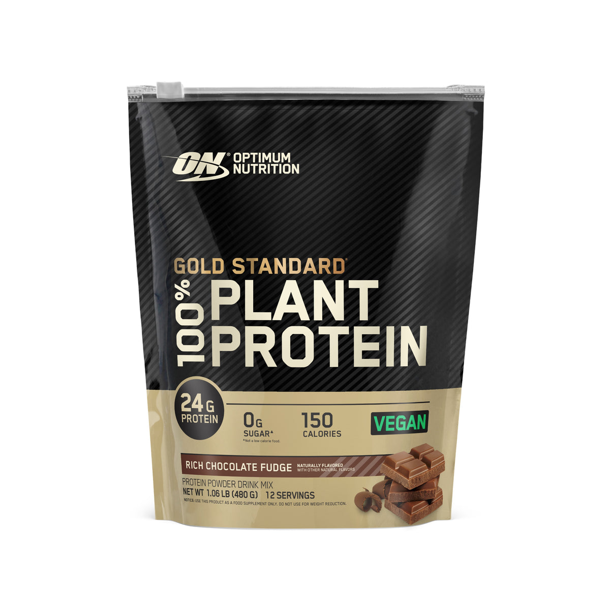 Optimum Nutrition Gold Standard 100% Plant Protein Powder Drink Mix - Rich Chocolate Fudge (480g)
