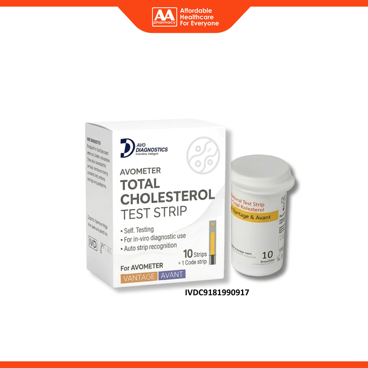 Avo Diagnostics Avometer Total Cholesterol Test Strip - for Avometer Vantage, Avant (10's)
