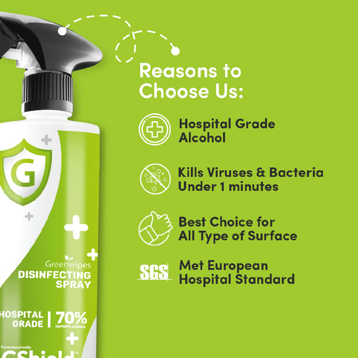 Greenwipes GShield 70% Isopropyl Alcohol Hospital Grade Disinfecting Spray (500ml)