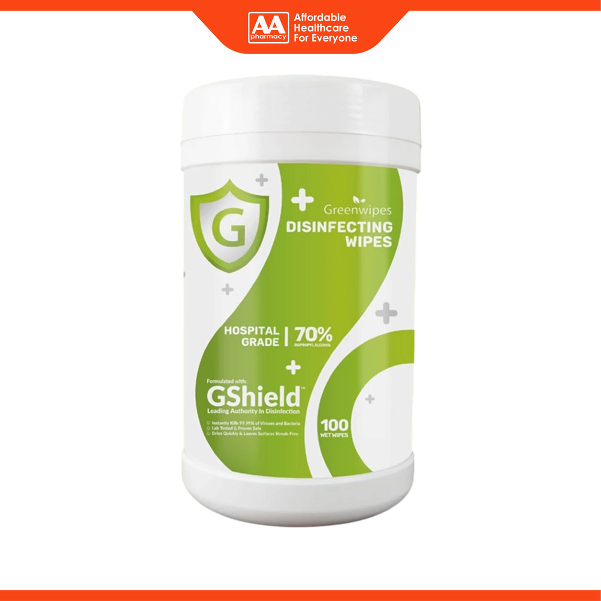 Greenwipes GShield 70% Isopropyl Alcohol Hospital Grade Disinfecting Wipes (100's)