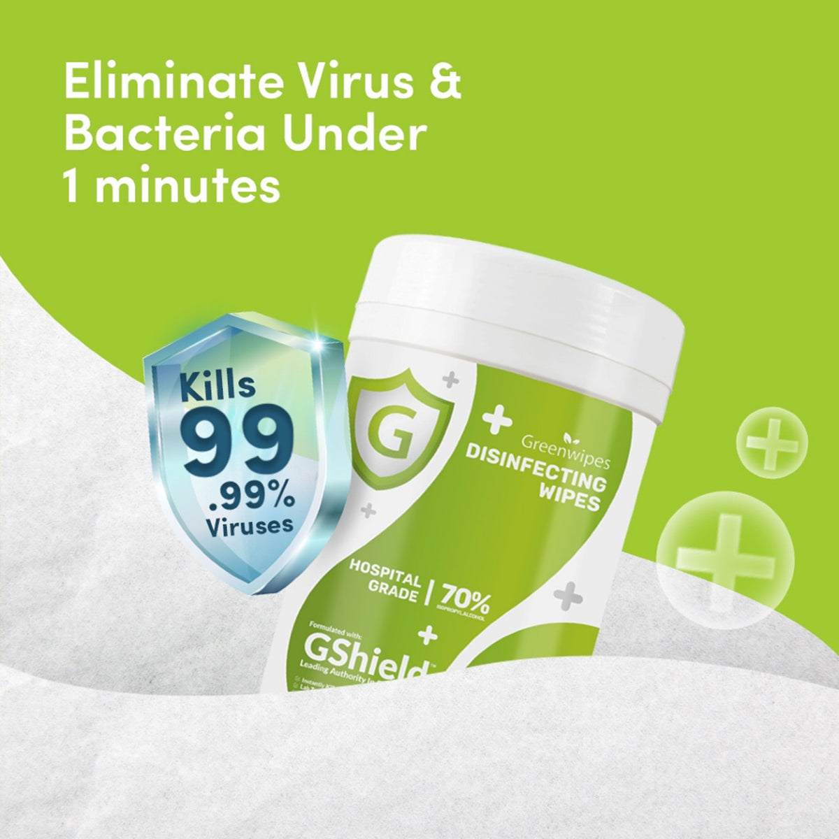 Greenwipes GShield 70% Isopropyl Alcohol Hospital Grade Disinfecting Wipes (100's)