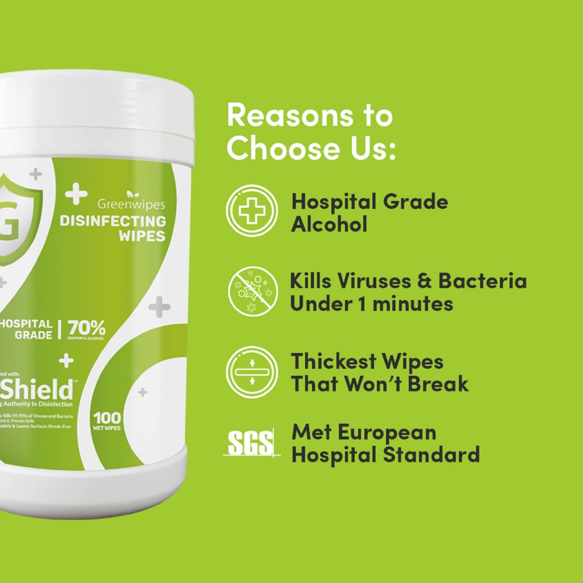 Greenwipes GShield 70% Isopropyl Alcohol Hospital Grade Disinfecting Wipes (100's)