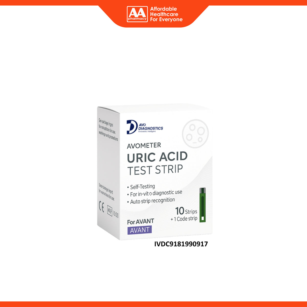 Avo Diagnostics Avometer Uric Acid Test Strip - For Avometer Avant (10's)