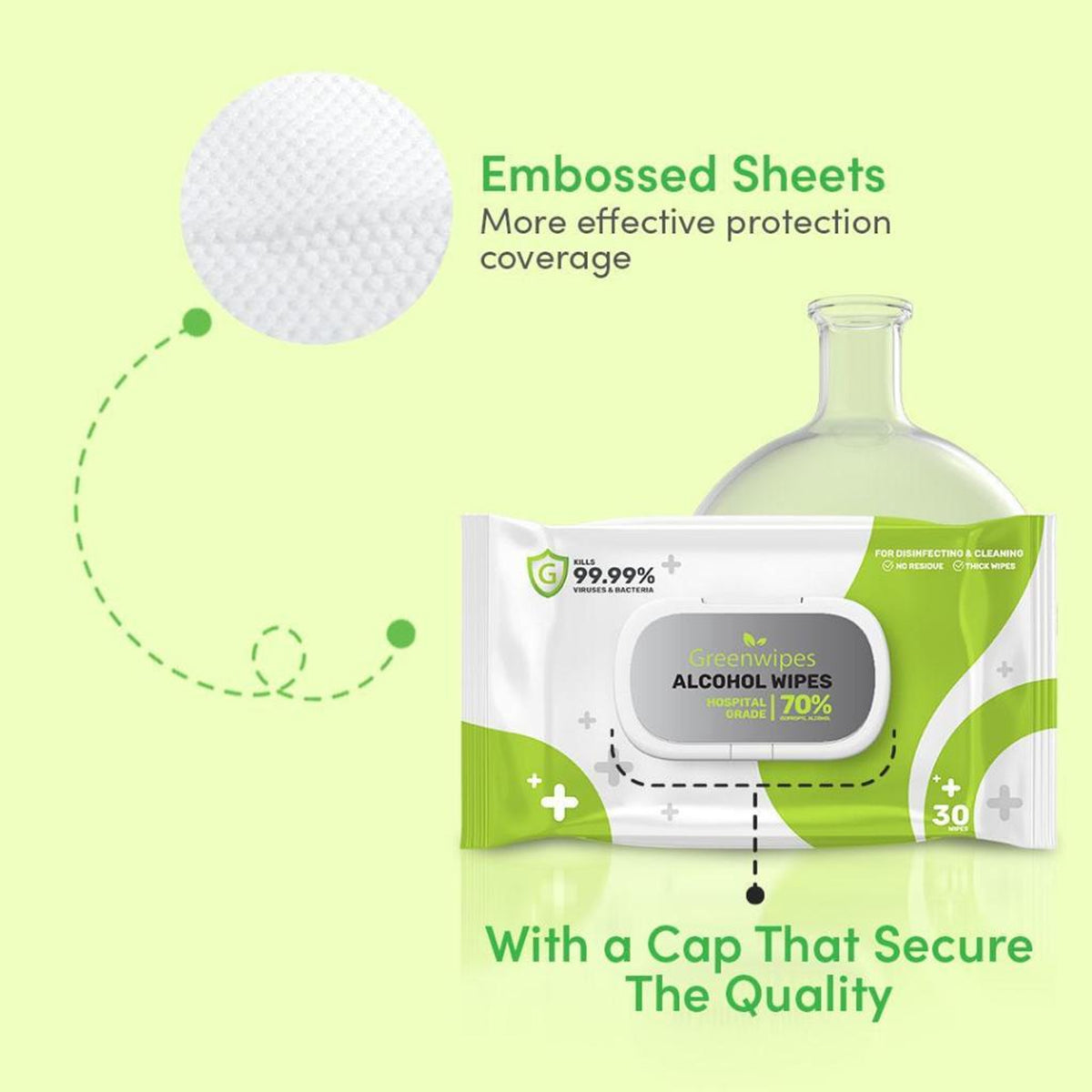 Greenwipes GShield 70% Isopropyl Alcohol Hospital Grade Disinfecting Wipes (3 x 30's)