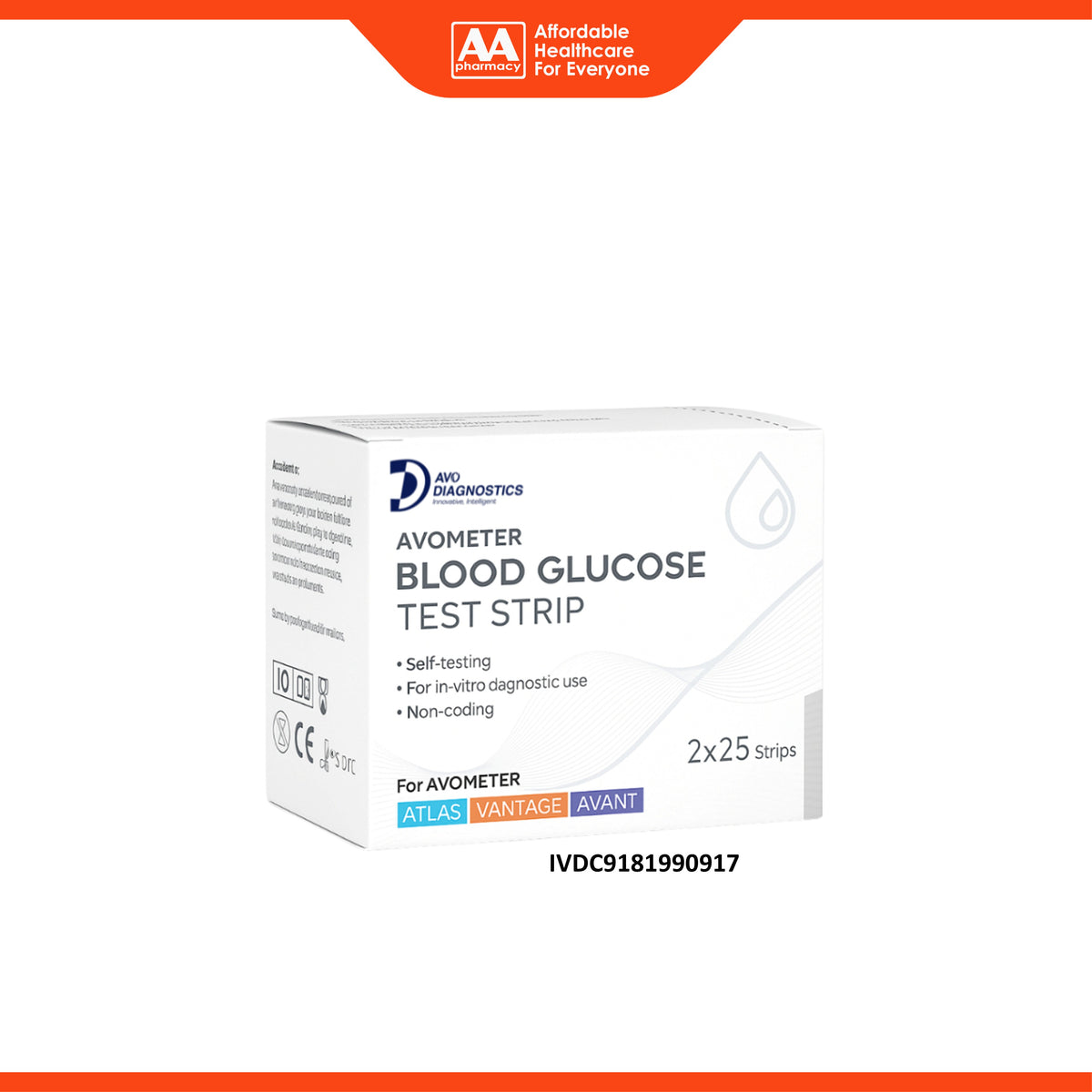 Avo Diagnostics Avometer Blood Glucose Test Strip - For Avometer Atlas, Vintage, Avant (2 x 25's)