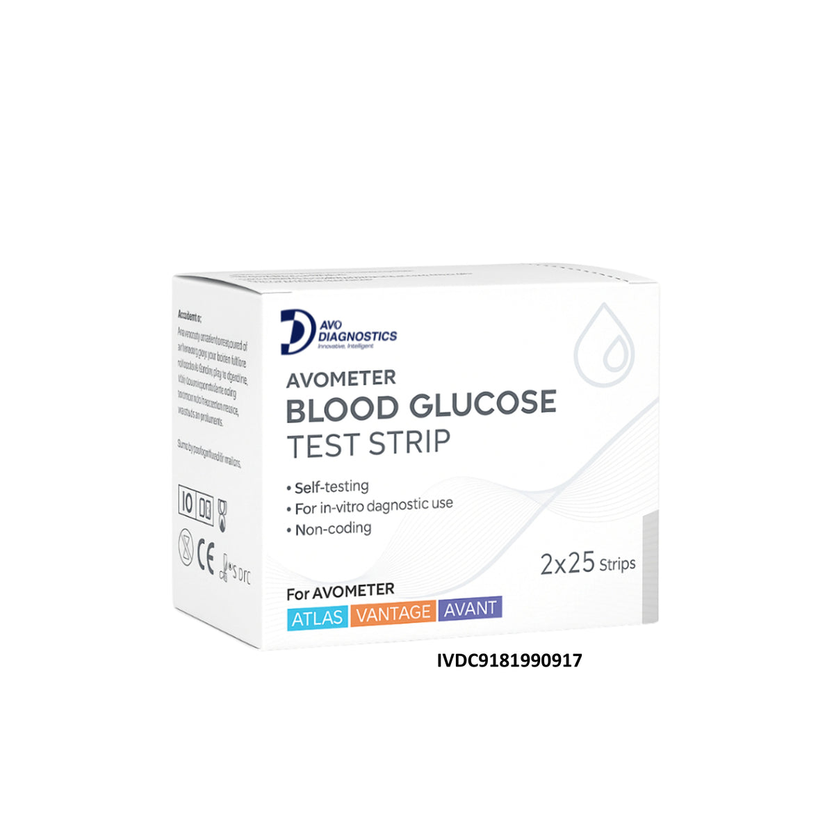 Avo Diagnostics Avometer Blood Glucose Test Strip - For Avometer Atlas, Vintage, Avant (2 x 25's)