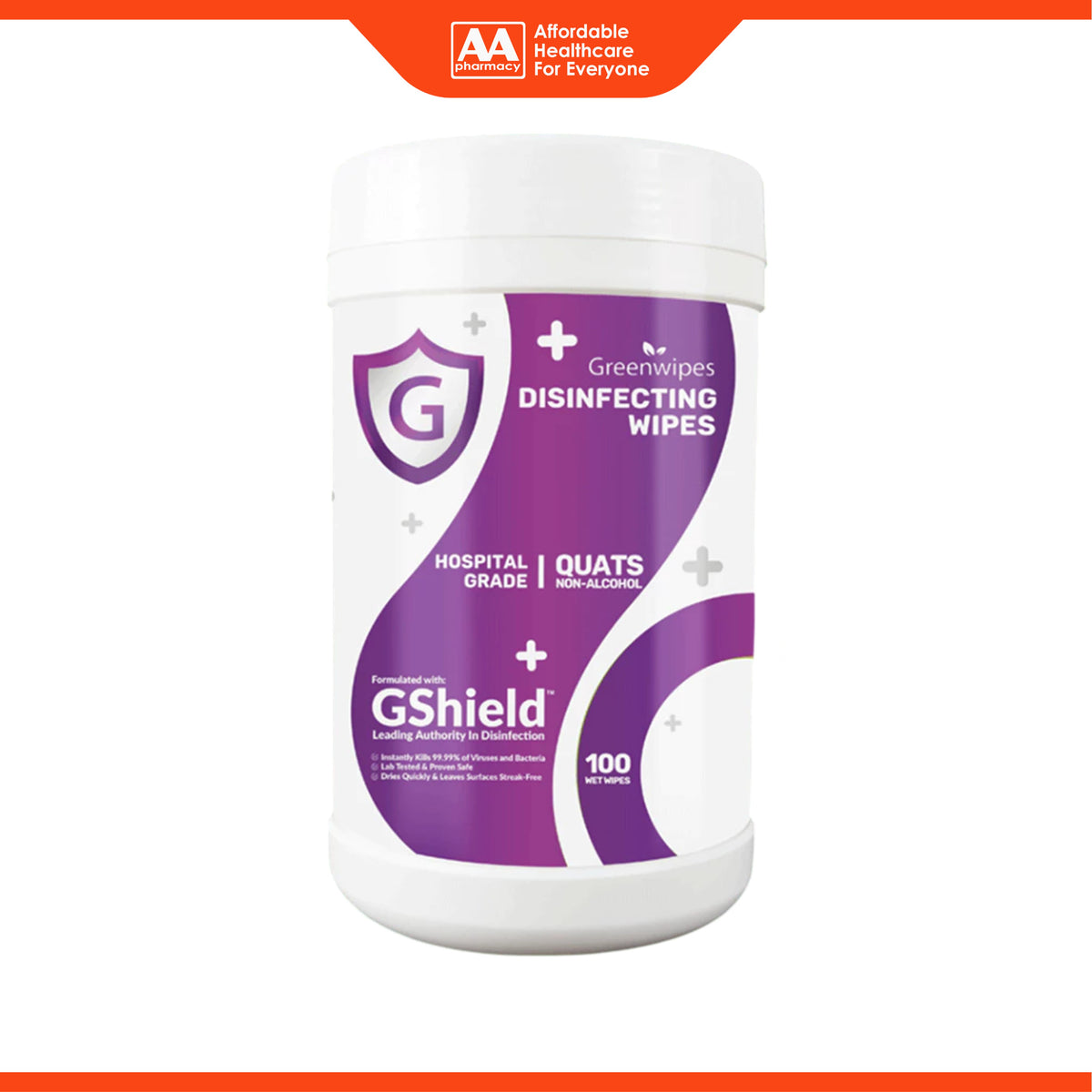 Greenwipes GShield Quats Non-Alcohol Hospital Grade Disinfecting Wipes (100's)