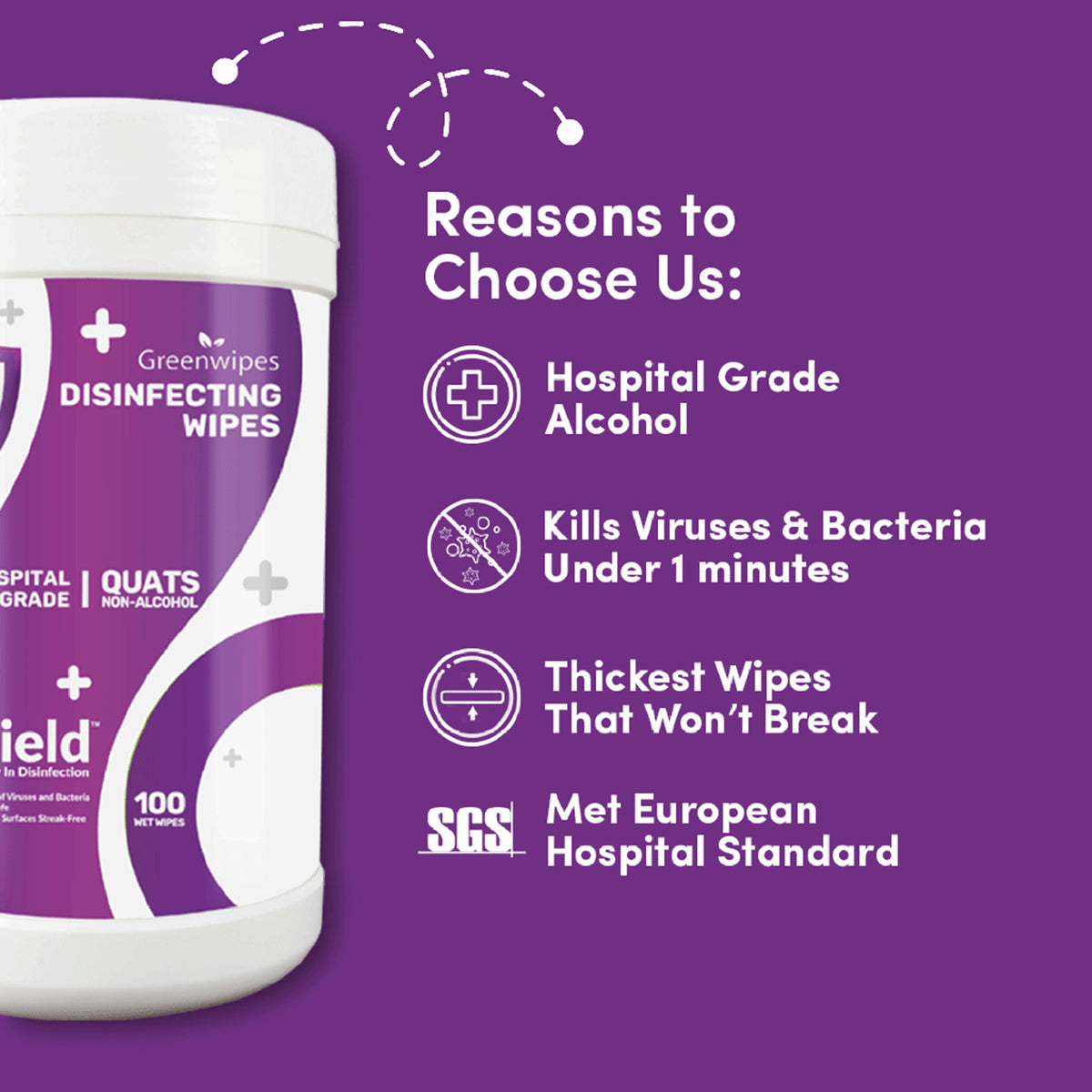 Greenwipes GShield Quats Non-Alcohol Hospital Grade Disinfecting Wipes (100's)