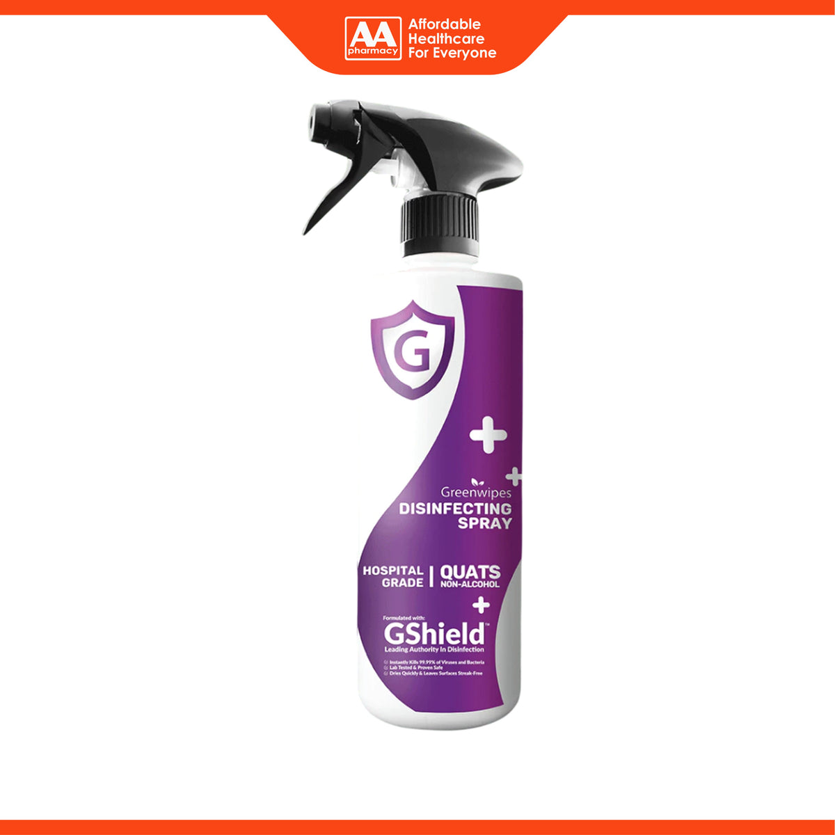 Greenwipes GShield Quats Non-Alcohol Hospital Grade Disinfecting Spray (500ml)