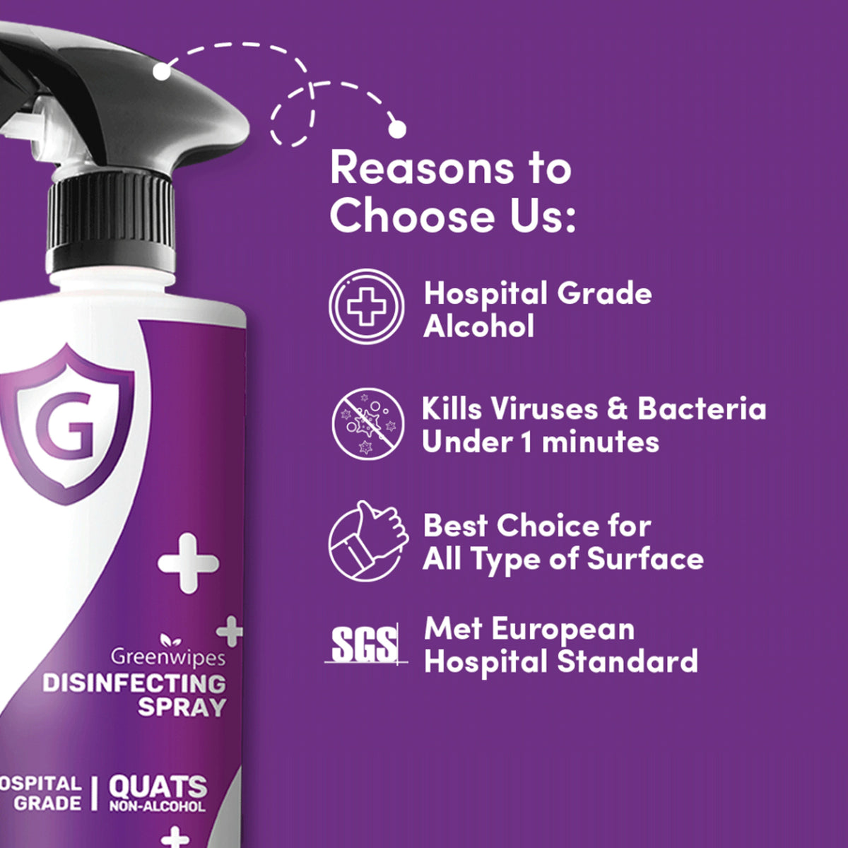 Greenwipes GShield Quats Non-Alcohol Hospital Grade Disinfecting Spray (500ml)