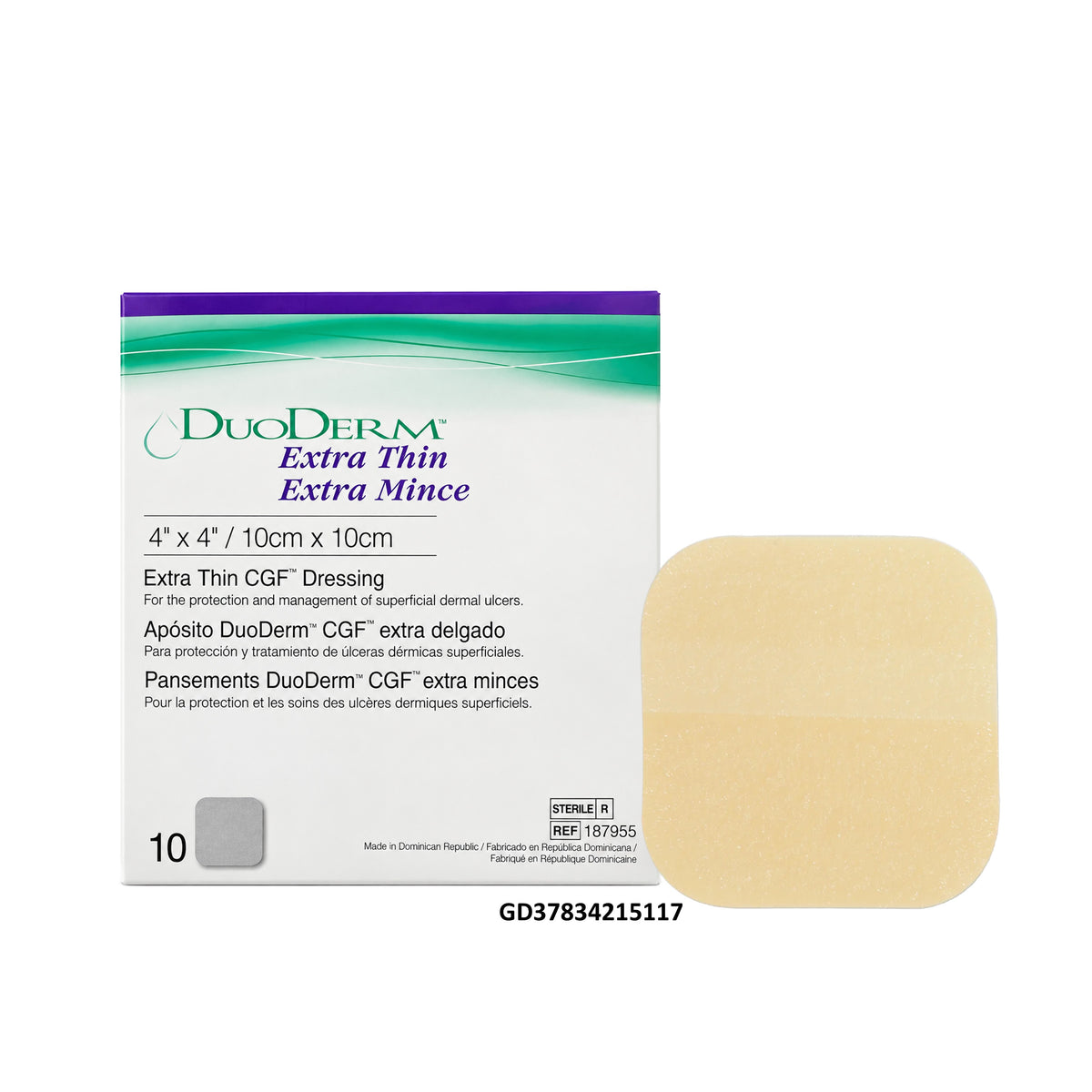 ConvaTec DuoDERM Extra Thin CGF Sterile Dressing REF 187955 - 10cm x 10cm (10's)