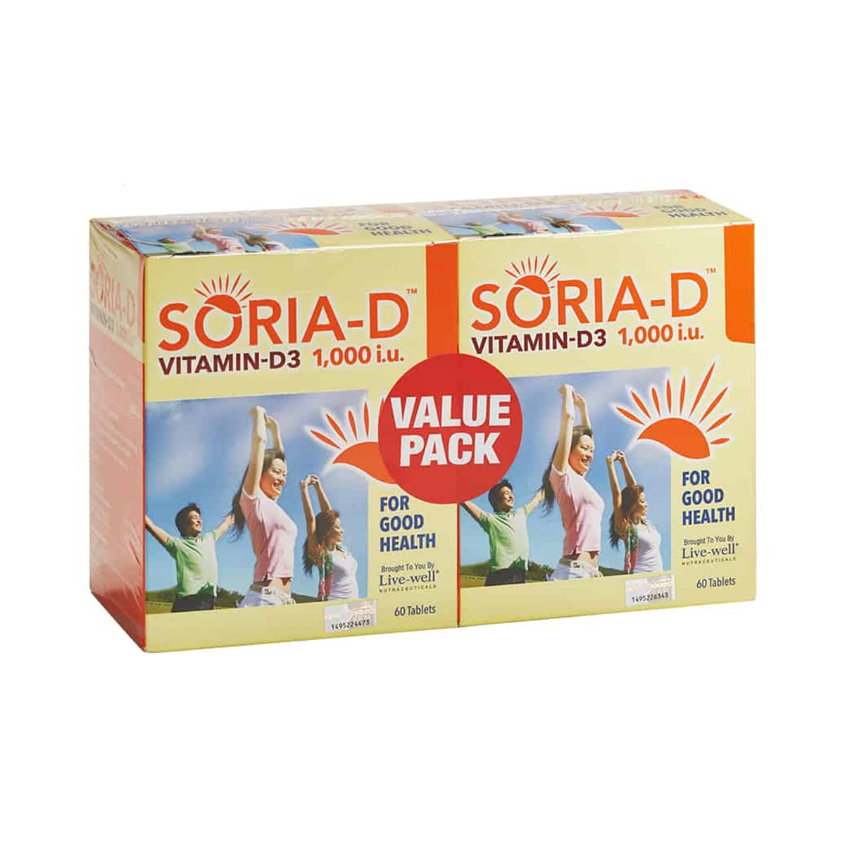 Live-Well Soria-D Vitamin-D3 1000 IU Tablet (2 x 60's)