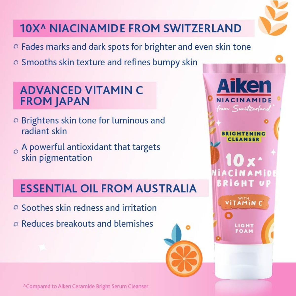 Aiken Niacinamide Light Foam Brightening Cleanser with Vitamin C (95g)