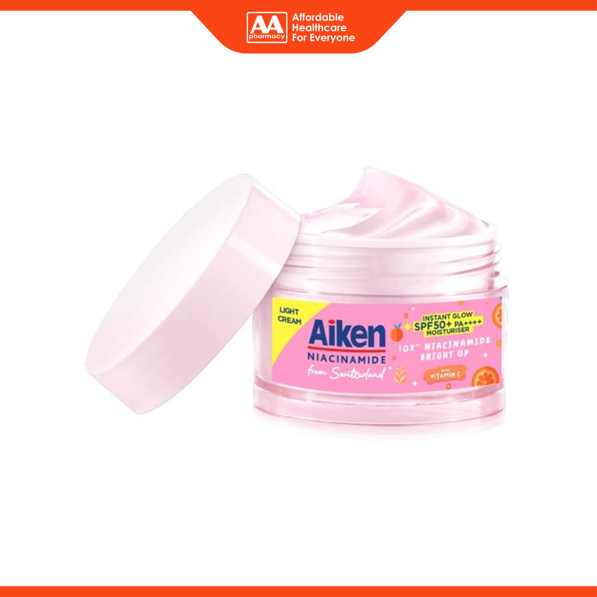 Aiken Niacinamide Instant Glow SPF50+ PA++++ Brightening Light Cream Moisturiser with Vitamin C (30g)