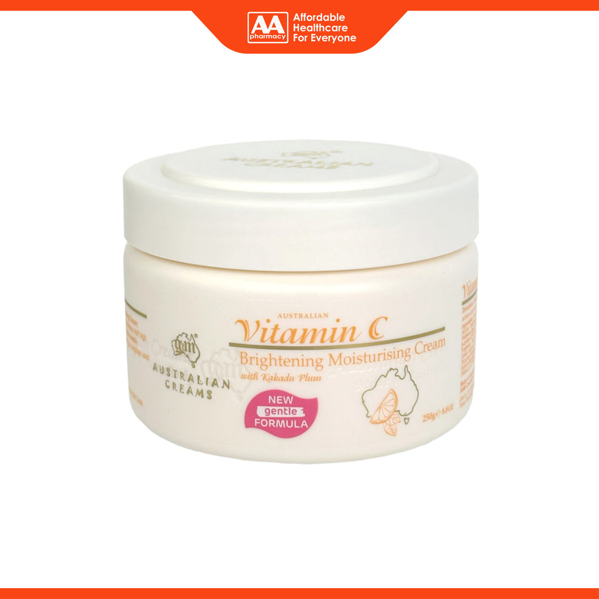 G and M Australian Cream Vitamin C Brightening Moisturising Cream with Kakadu Plum (250g) - New Gentle Formula