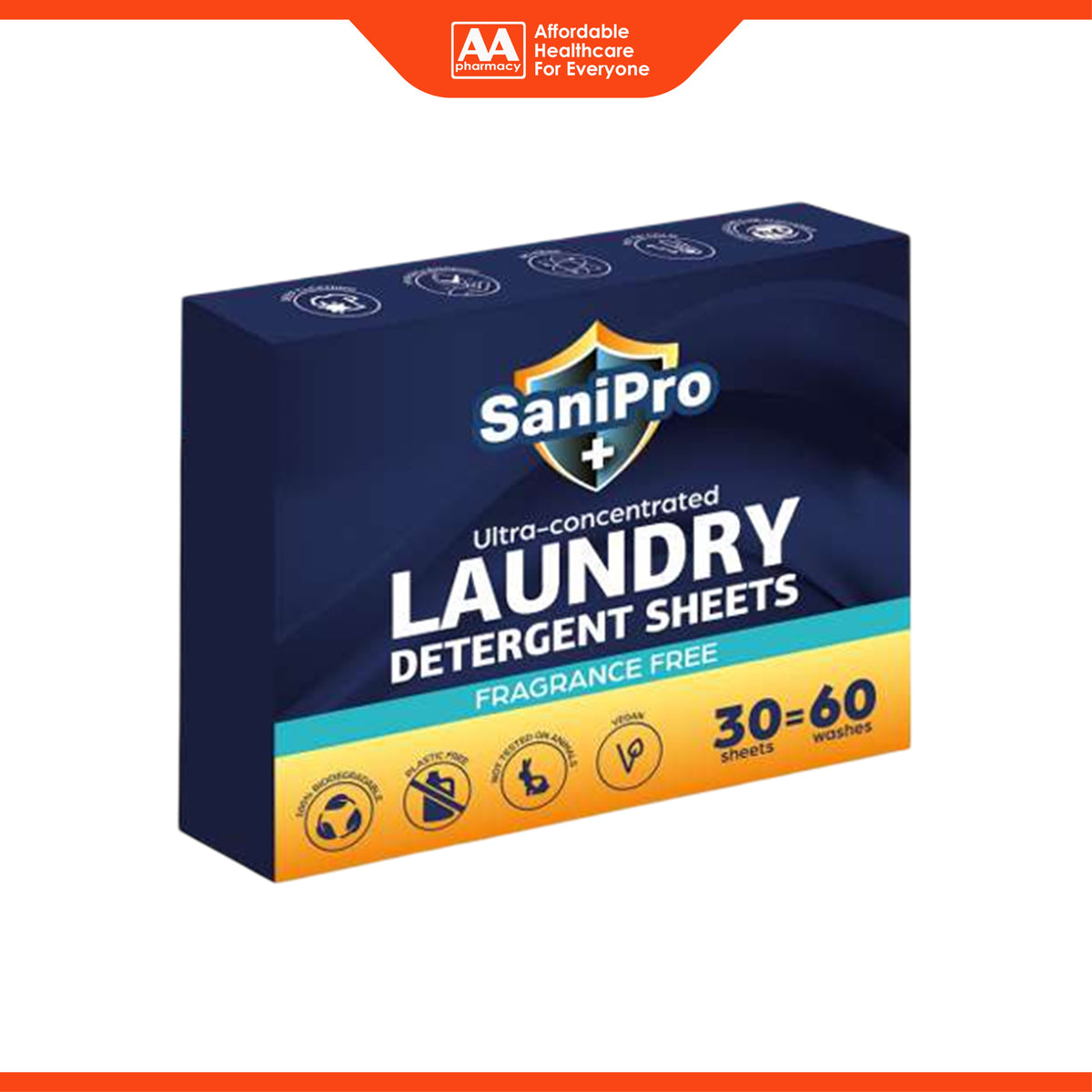 SaniPro+ Ultra-Concentrated Laundry Detergent Sheets - Fragrance Free (30's)