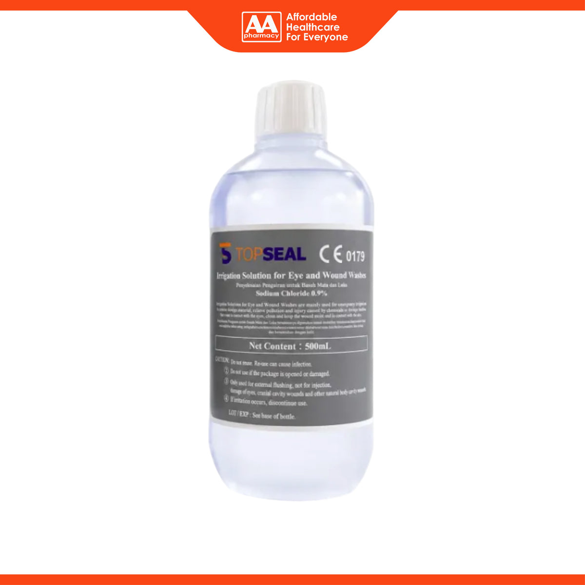 TopSeal Sodium Chloride 0.9% w/v Irrigation Solution for Eye and Wound Washes (500ml)