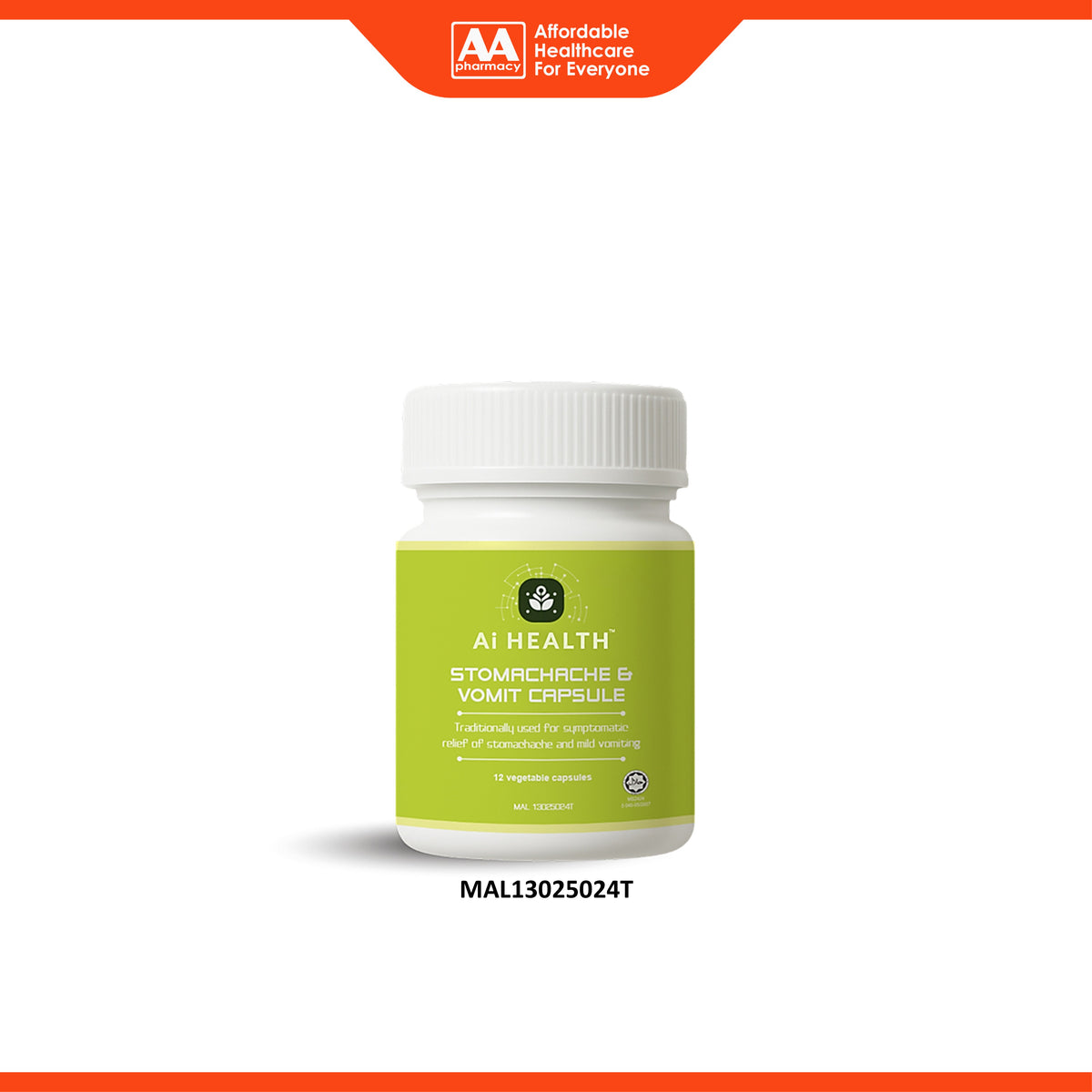 Ai Health Stomachache and Vomit Vegecapsule (12's)
