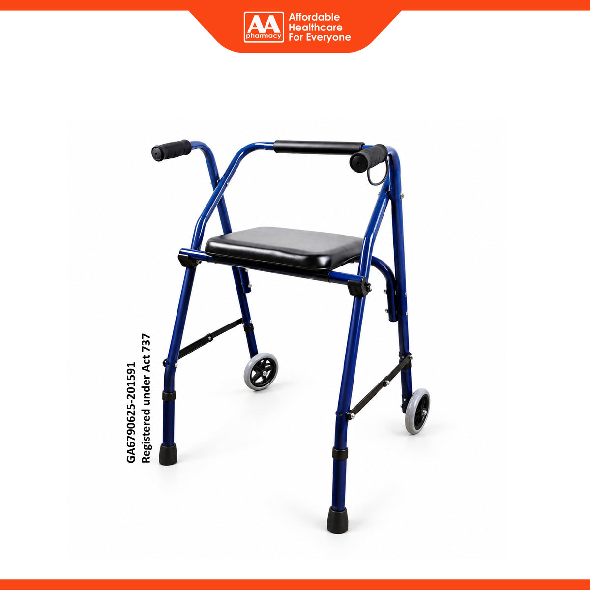 Movease Height Adjustable Foldable Aluminium Walker with Wheel and Seat