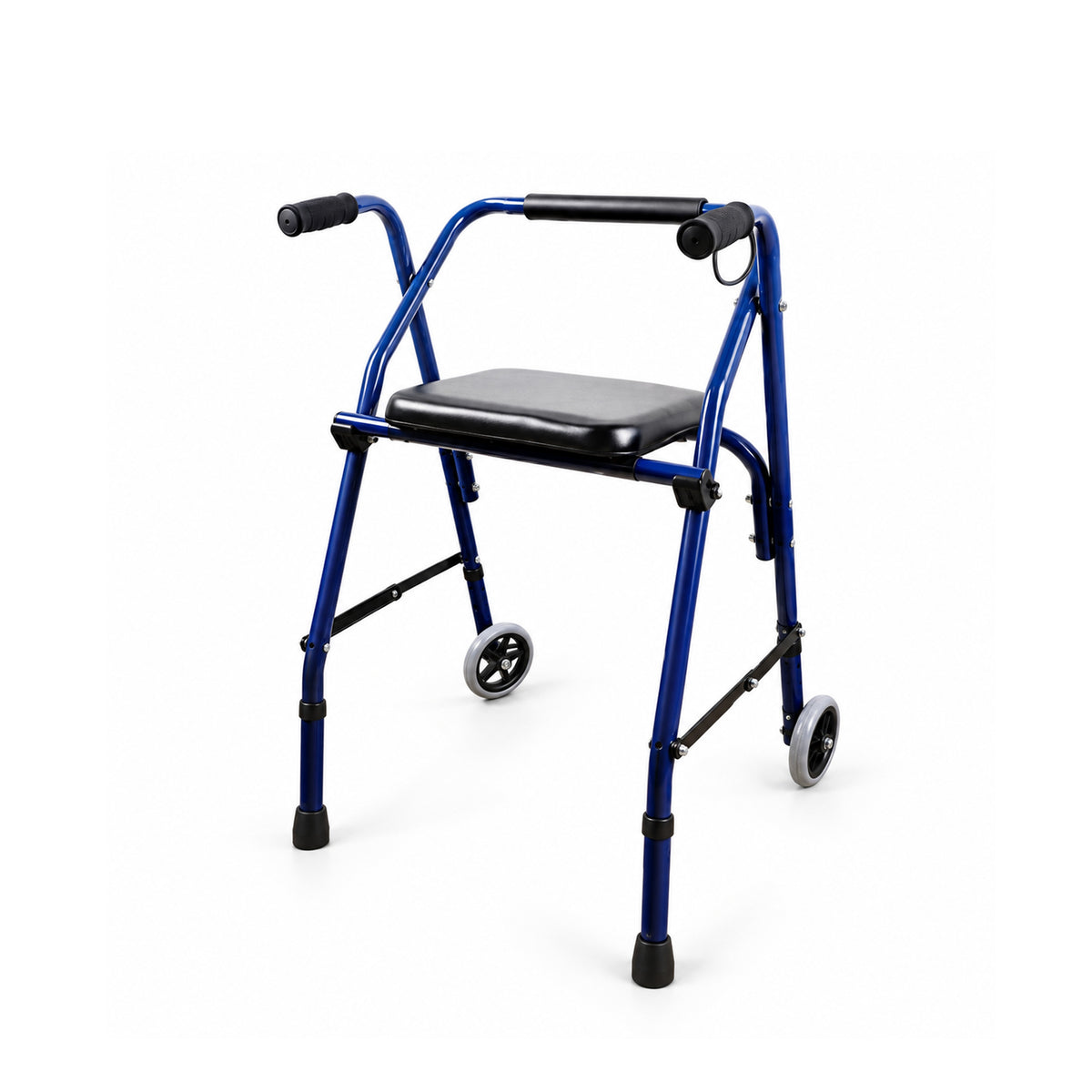 Movease Height Adjustable Foldable Aluminium Walker with Wheel and Seat