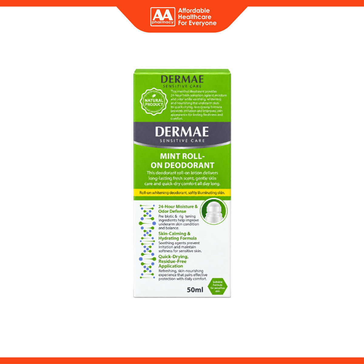 Dermae Mint Roll-On Deodorant Lotion (50ml)