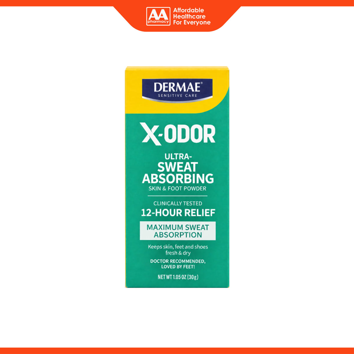 Dermae X- Odor Ultra-Sweat Absorbing Skin and Foot Powder (30g)