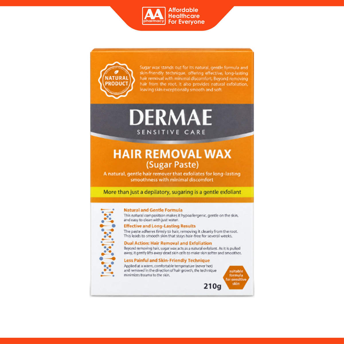 Dermae Hair Removal Wax - Sugar Paste (210g)