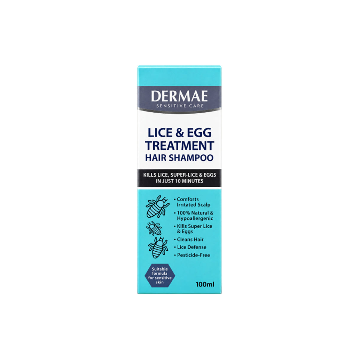 Dermae Lice and Egg Treatment Hair Shampoo (100ml) - Comes with 1 Lice Comb