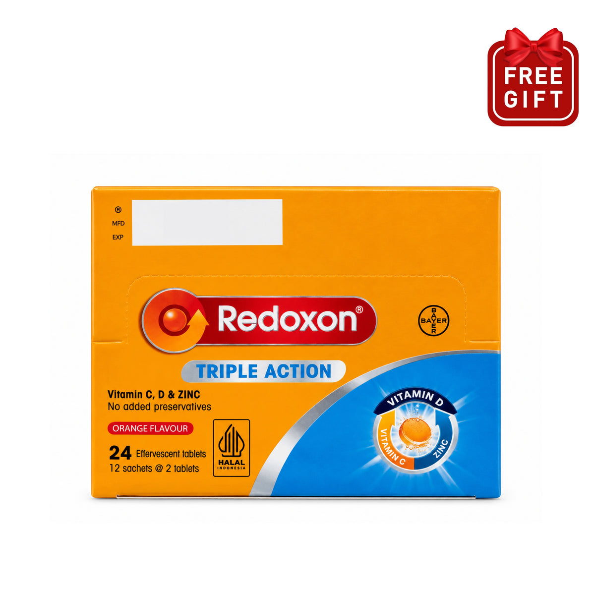 [NOT FOR SALE] AA FG: Redoxon Triple Action (Vitamin C, D and Zinc) Effervescent Tablet - Orange Flavour (2 x 12's)
