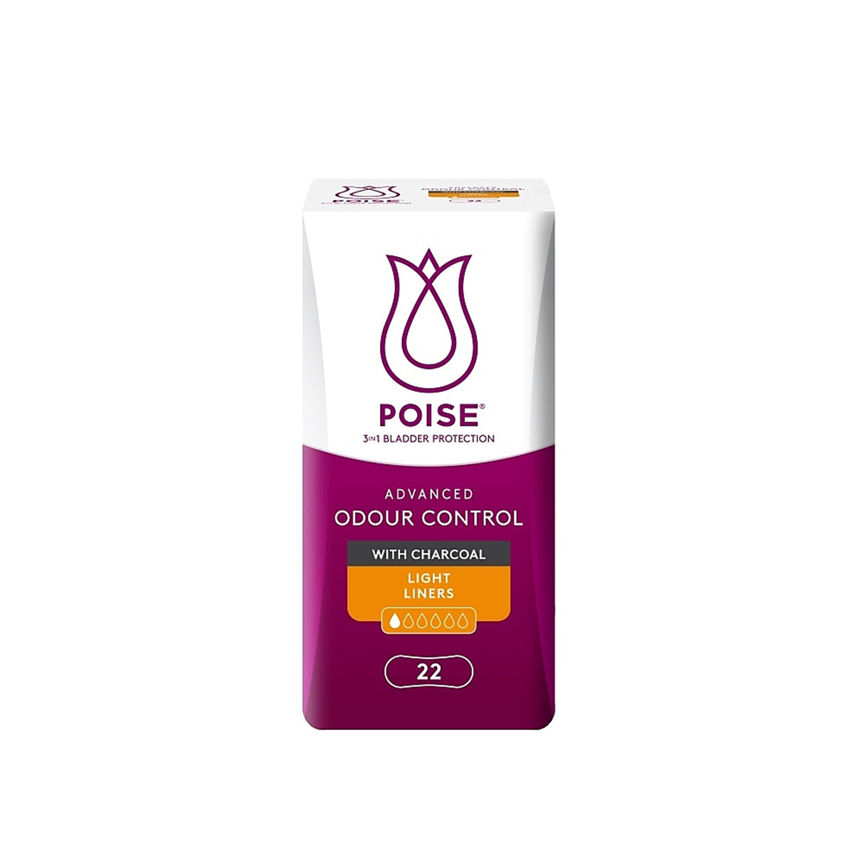 Poise Liners - With Charcoal, Light 17.5cm (22's)