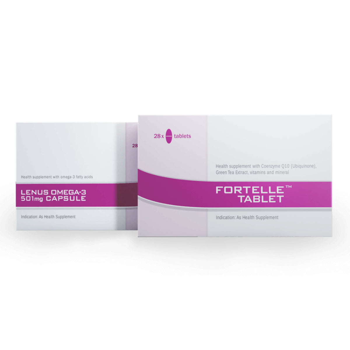Fortelle Tablet + Lenus Omega-3 501mg Capsule (28's + 28's)