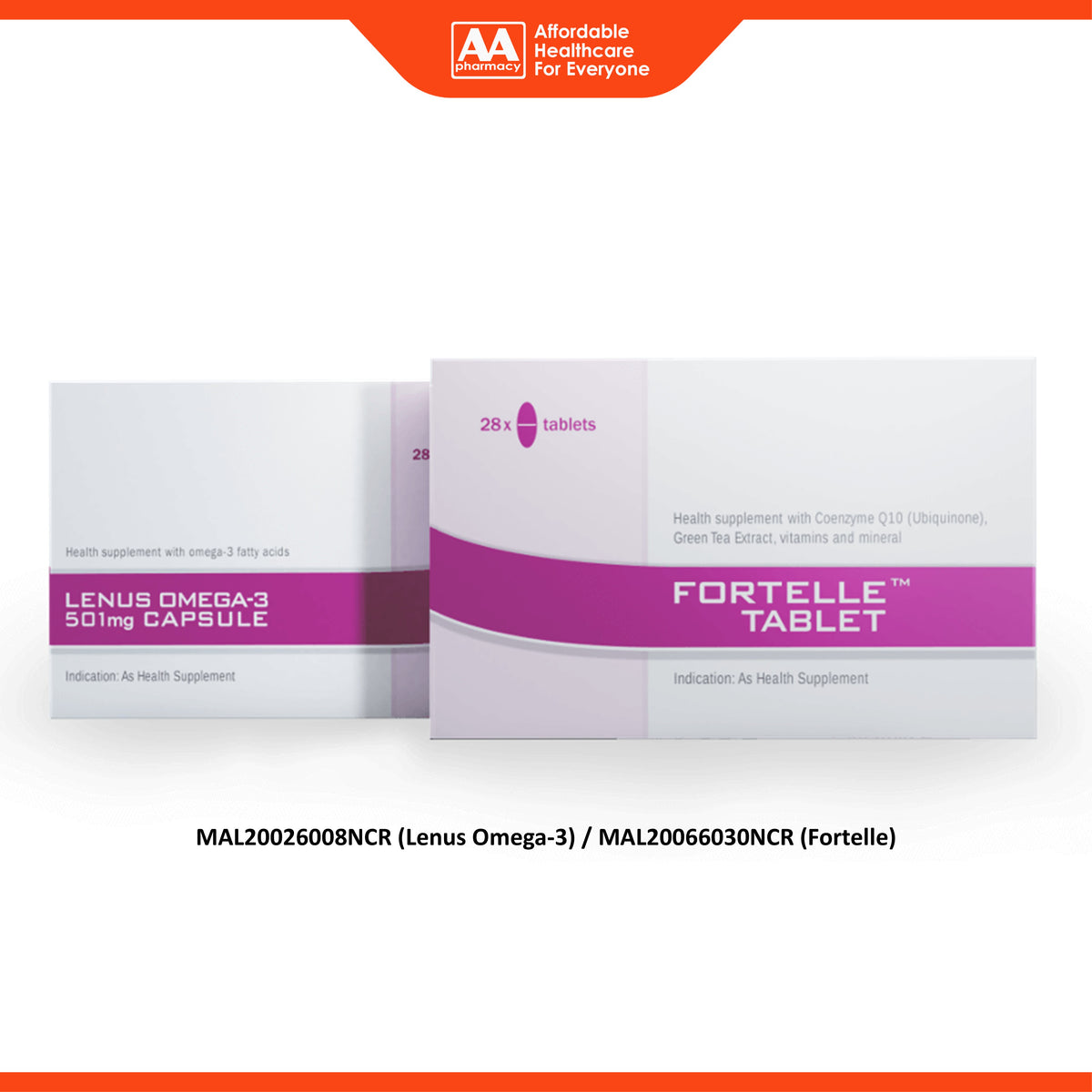 Fortelle Tablet + Lenus Omega-3 501mg Capsule (28's + 28's)