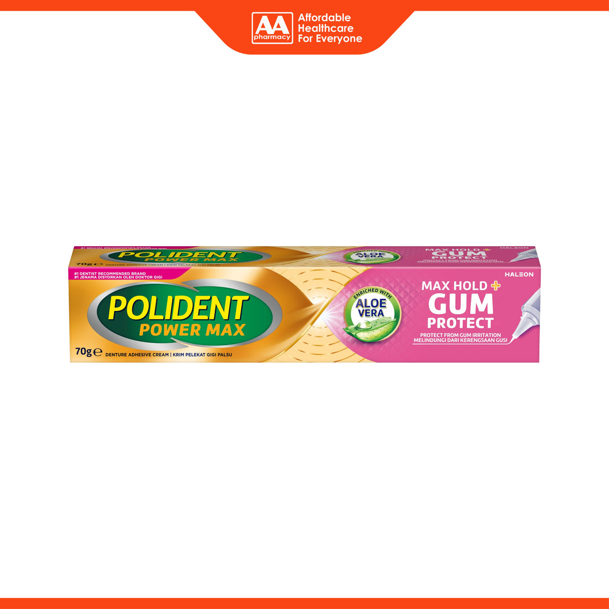 Polident Power Max Denture Adhesive Cream - Max Hold + Gum Protect (70g)