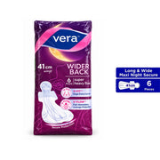 Vera Sanitary Pads - Wider Back, 41cm Wings, For Super Heavy Flow (6's)