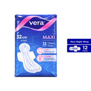 Vera Sanitary Pads - Maxi, 32cm Wings, For Heavy Flow (12's)
