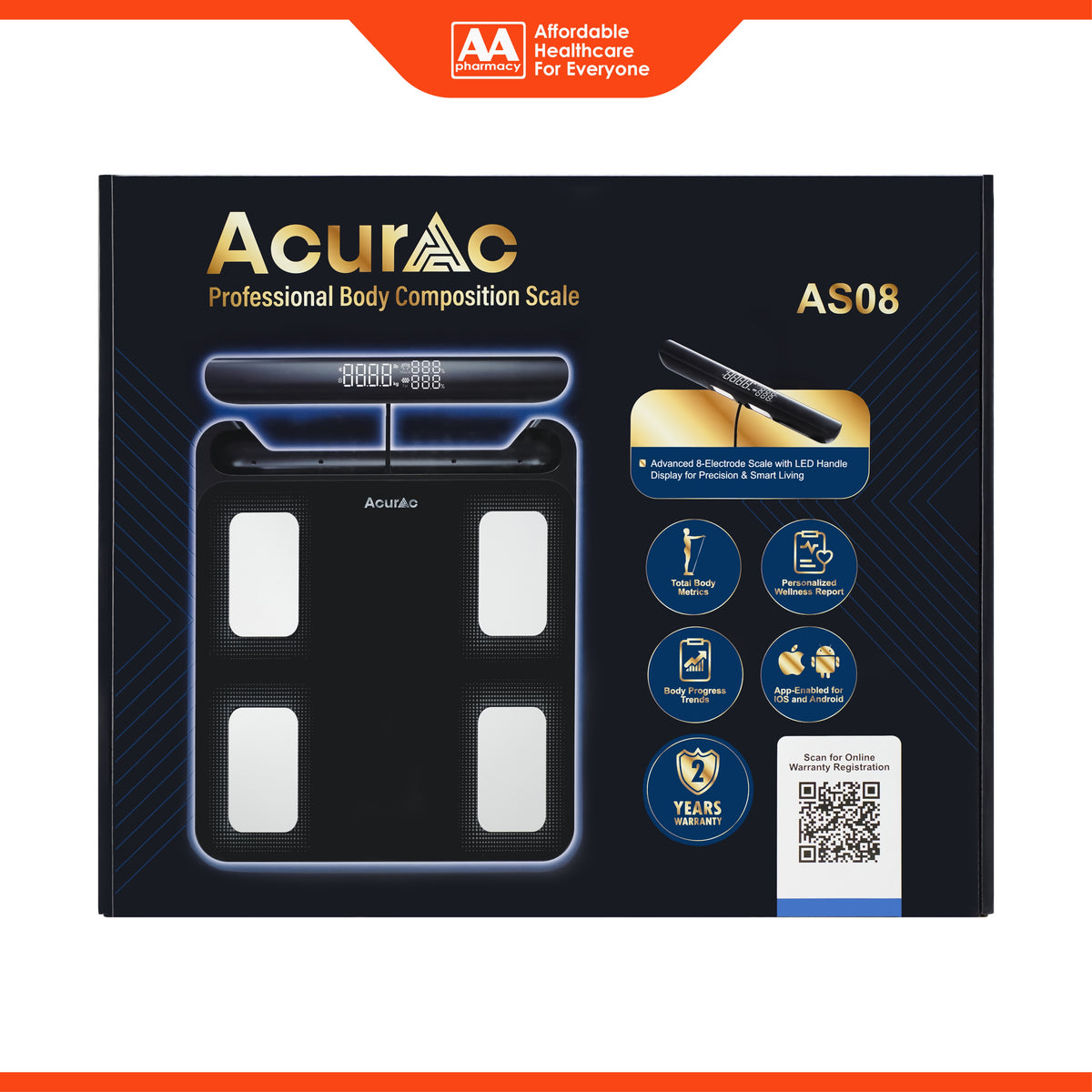 Acurac Professional Body Composition Scale (Model: AS08) - 2 Years Warranty