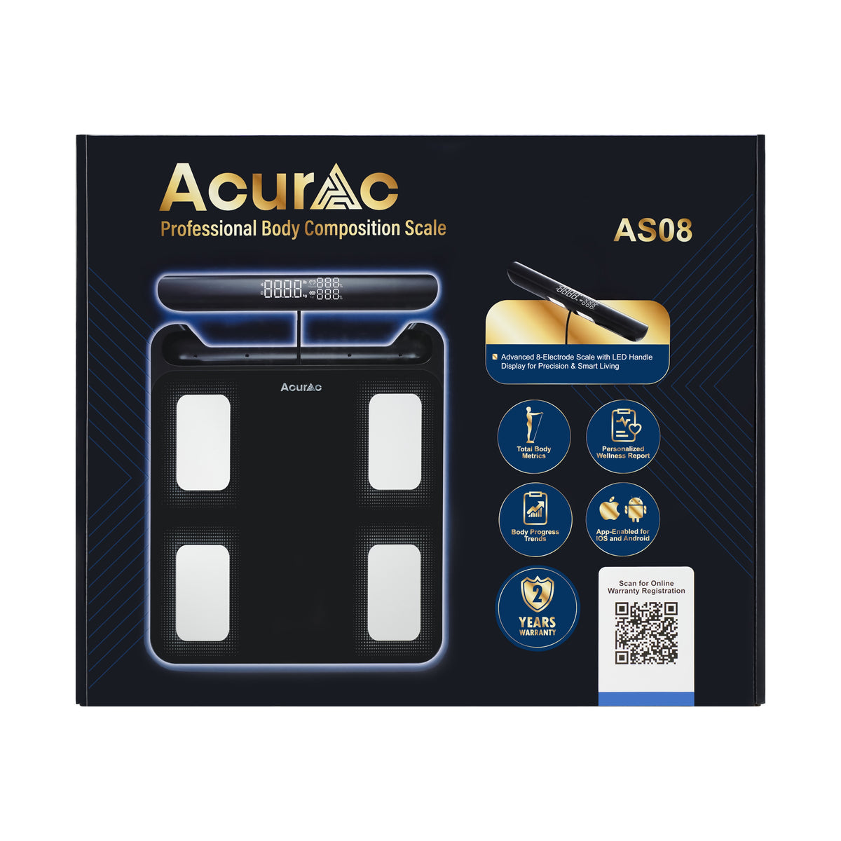 Acurac Professional Body Composition Scale (Model: AS08) - 2 Years Warranty