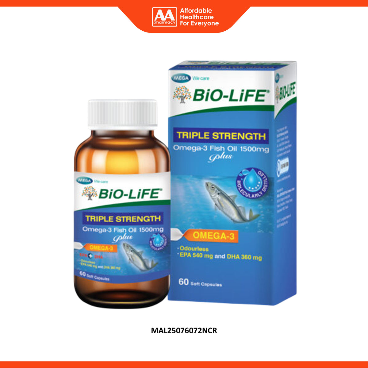BiO-LiFE Triple Strength Omega-3 Fish Oil 1500mg Plus Soft Capsule (60's)