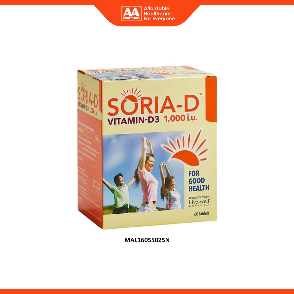 Live-Well Soria-D Vitamin-D3 1000 IU Tablet (60's)
