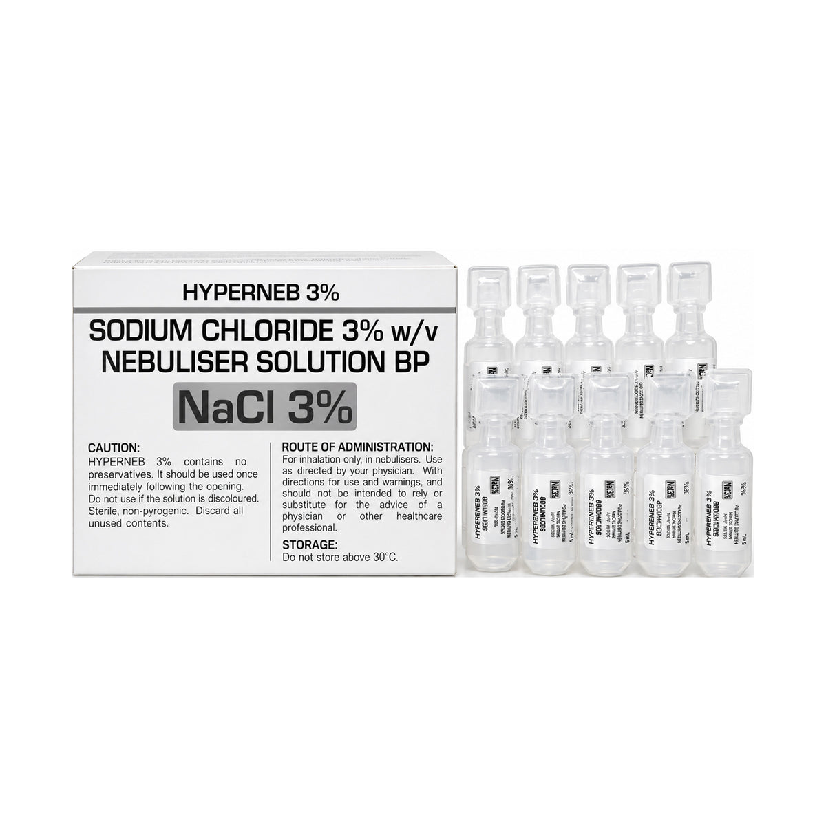 Hyperneb 3% (Sodium Chloride 3% w/v) Nebuliser Solution BP Ampoule (4ml x 20's)