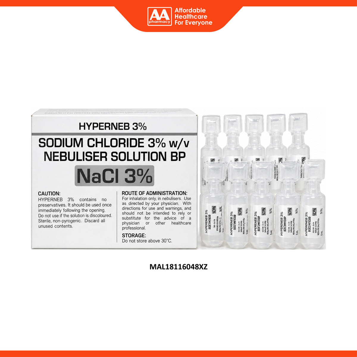 Hyperneb 3% (Sodium Chloride 3% w/v) Nebuliser Solution BP Ampoule (4ml x 20's)