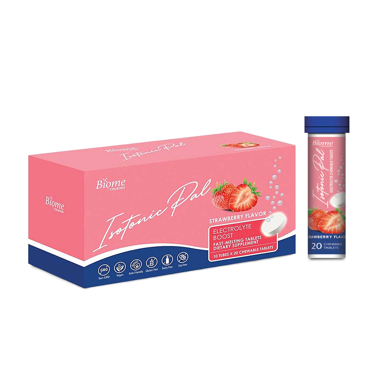 Biome Isotonic Pal Electrolyte Boost Chewable Tablet - Strawberry Flavour (10 x 20's)