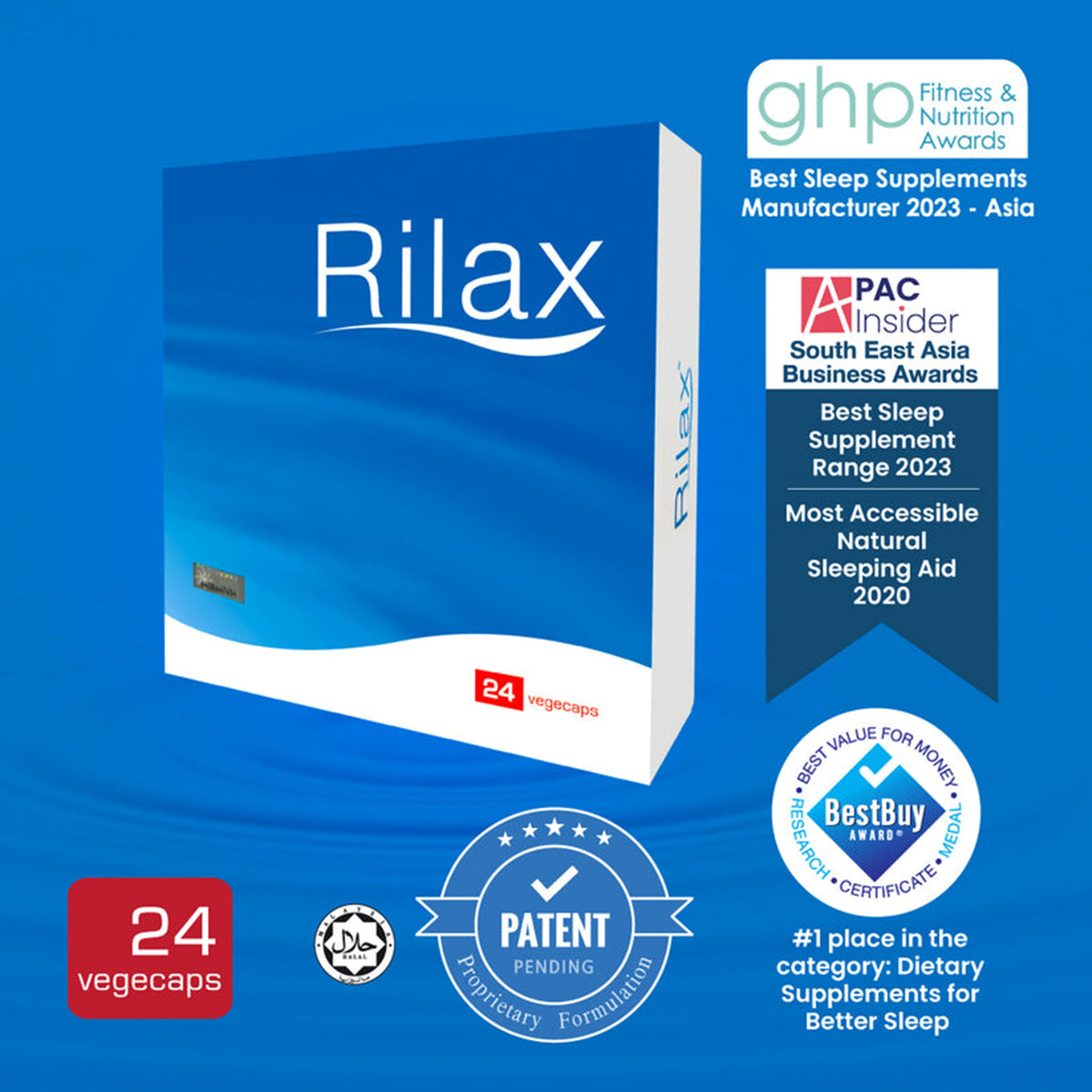 Rilax Vegecapsule (24's) - Improves Sleep Quality and Promotes Relaxation
