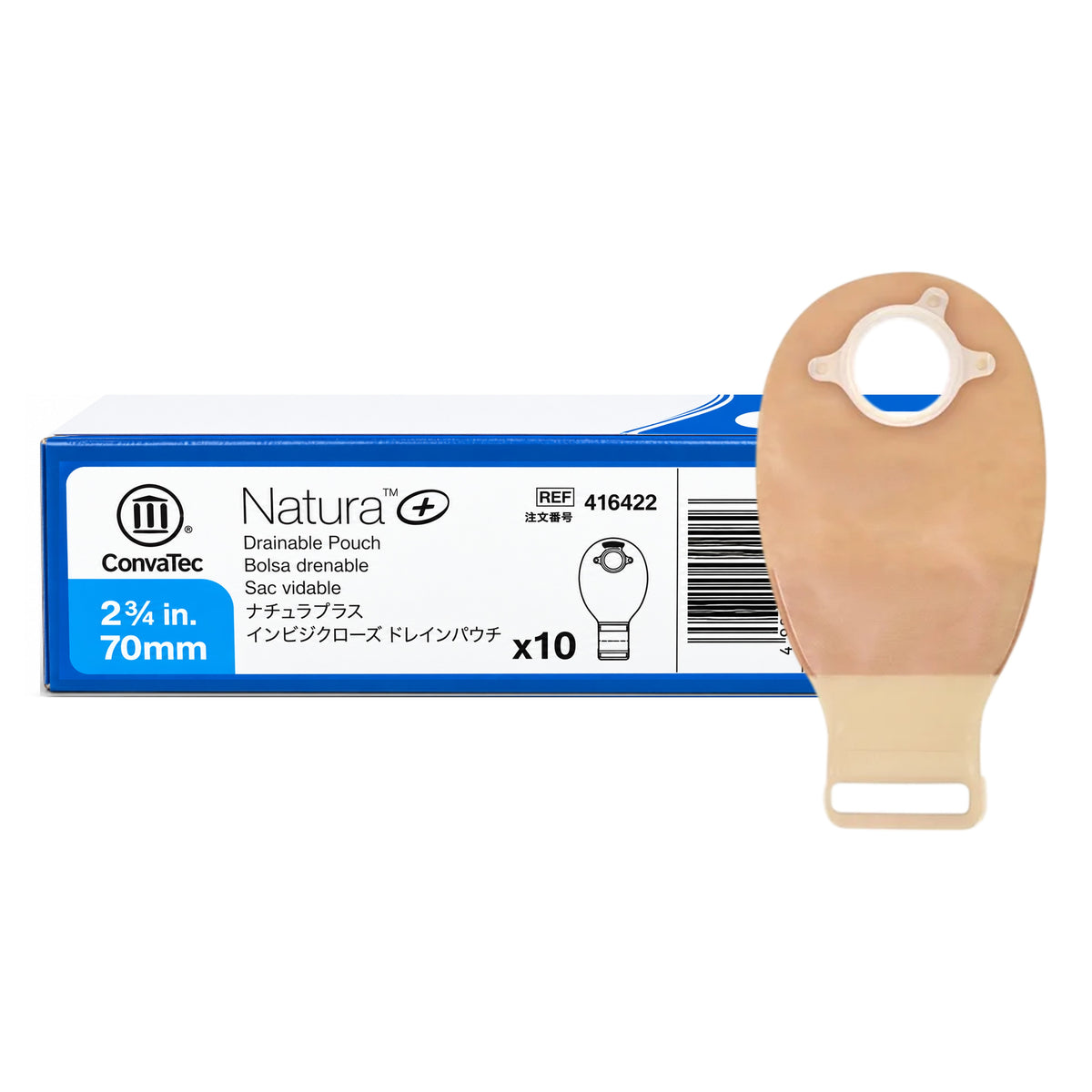 ConvaTec Natura+ Drainable Transparent Pouch with Filter and InvisiClose - 70mm, REF 416422 (10's)