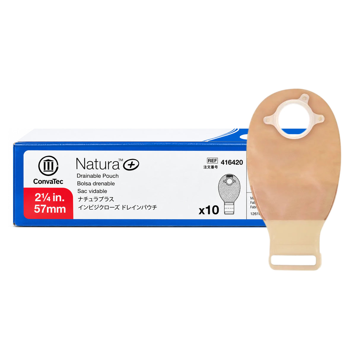 ConvaTec Natura+ Drainable Opaque Pouch with Filter and InvisiClose -  57mm, REF 416420 (10's)