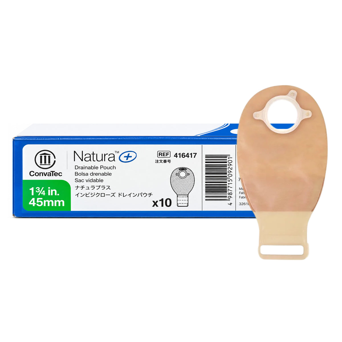ConvaTec Natura+ Drainable Opaque Pouch with Filter and InvisiClose - 45mm, REF 416417 (10's)