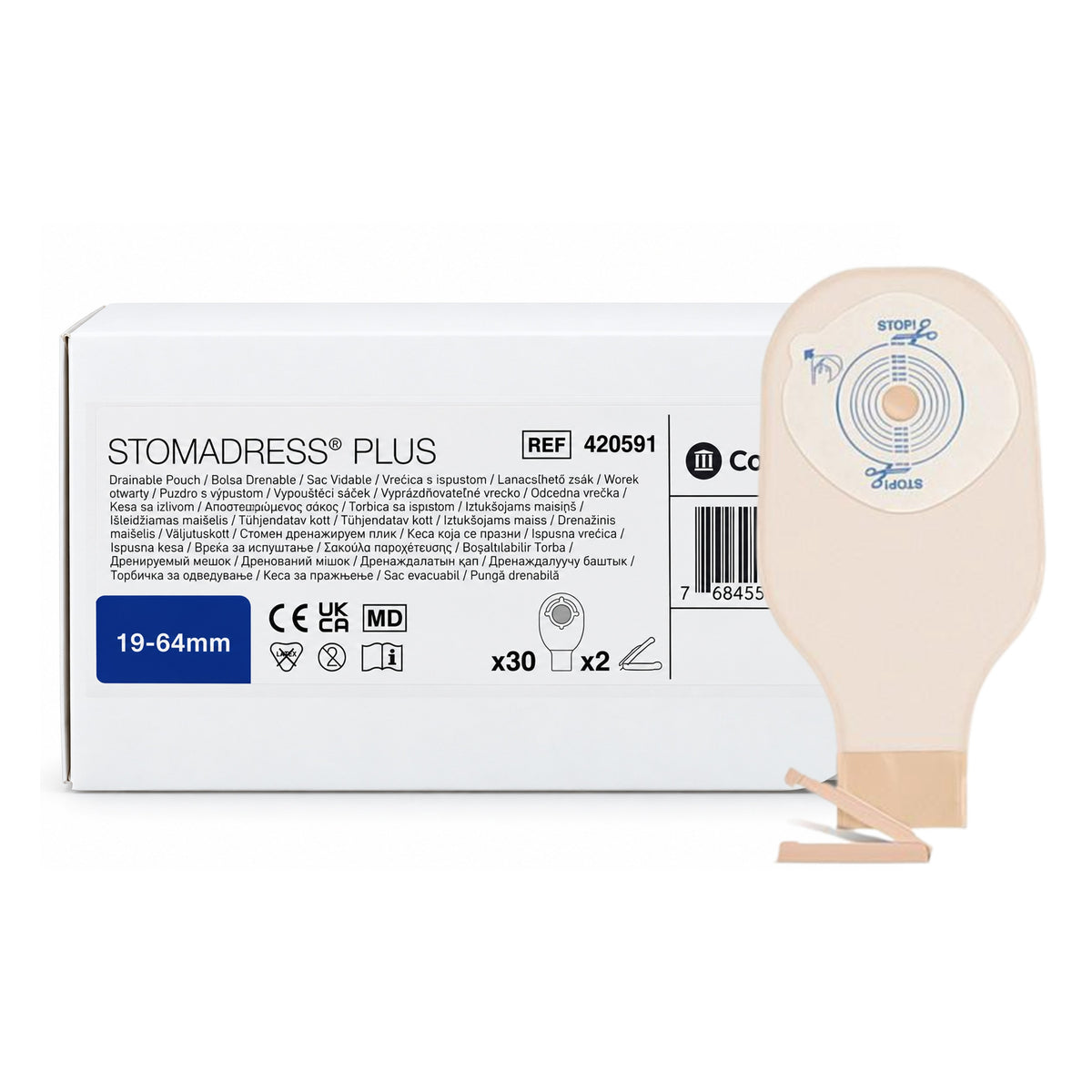 ConvaTec Stomadress Plus Drainable Transparent Pouch - 19-64mm, REF 420591 (30's)