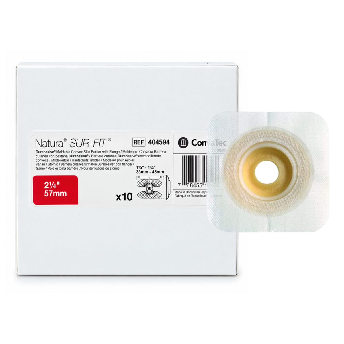 ConvaTec Natura SUR-FIT Durahesive Moldable Convex Skin Barrier with Flange - 57mm, REF 404594 (10's)