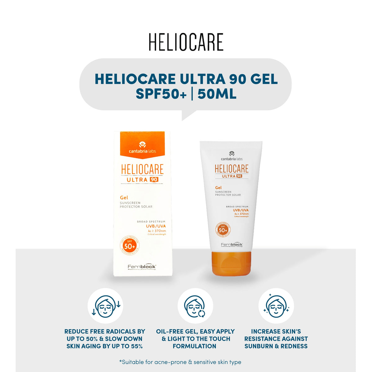 Heliocare Ultra 90 Sunscreen Gel with SPF50+ (50ml)